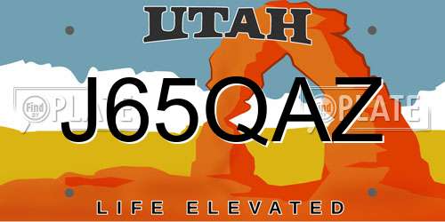 J65QAZ Utah License Plate