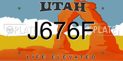 J676F Utah License Plate