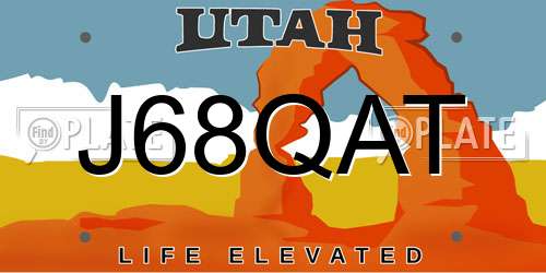 J68QAT Utah License Plate