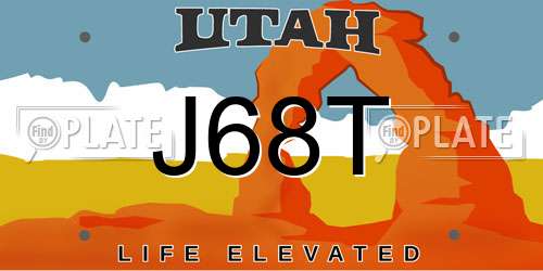 J68T Utah License Plate