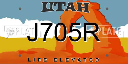 J705R Utah License Plate