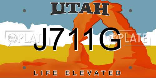 J711G Utah License Plate