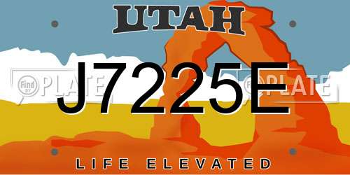 J7225E Utah License Plate