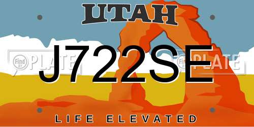 J722SE Utah License Plate
