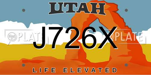 J726X Utah License Plate