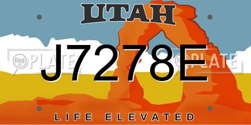 J7278E Utah License Plate