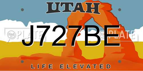 J727BE Utah License Plate