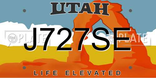 J727SE Utah License Plate
