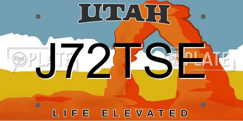 J72TSE Utah License Plate