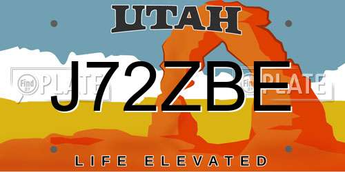 J72ZBE Utah License Plate
