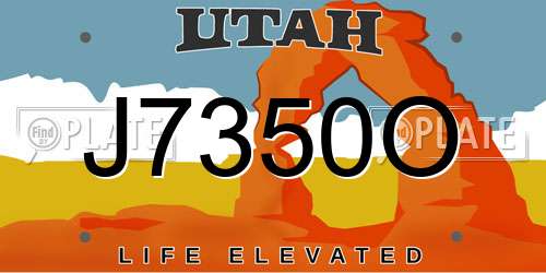 J7350O Utah License Plate