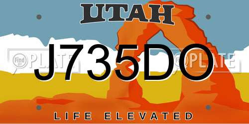J735DO Utah License Plate