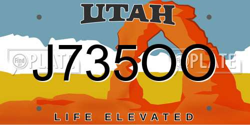 J735OO Utah License Plate
