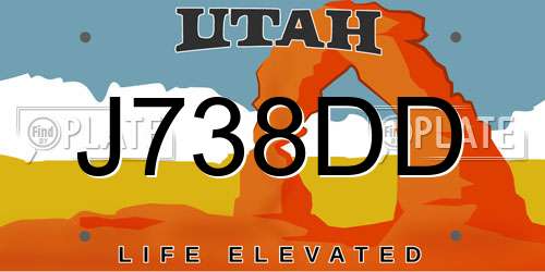 J738DD Utah License Plate