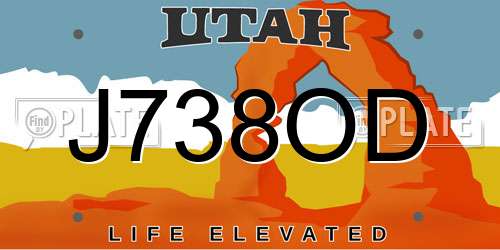 J738OD Utah License Plate