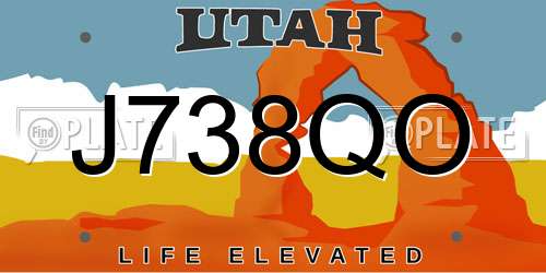 J738QO Utah License Plate