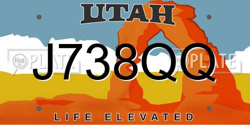 J738QQ Utah License Plate