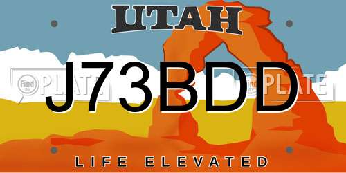 J73BDD Utah License Plate