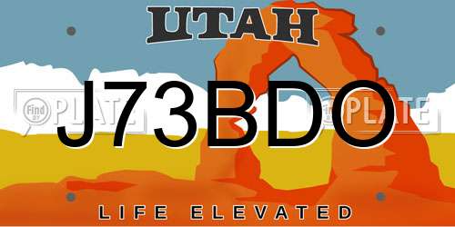J73BDO Utah License Plate