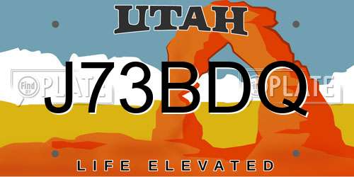 J73BDQ Utah License Plate