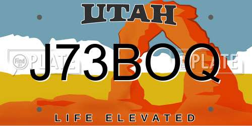 J73BOQ Utah License Plate
