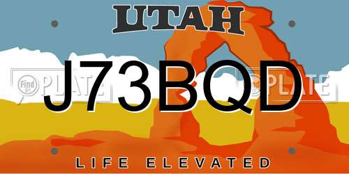 J73BQD Utah License Plate