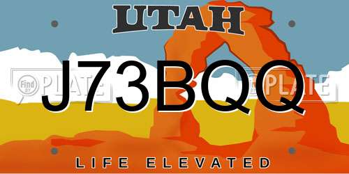 J73BQQ Utah License Plate