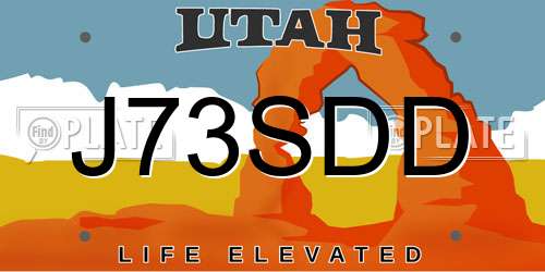 J73SDD Utah License Plate