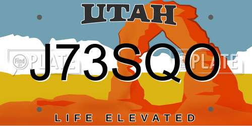 J73SQO Utah License Plate