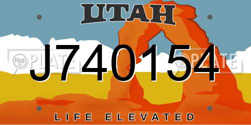 J740154 Utah License Plate