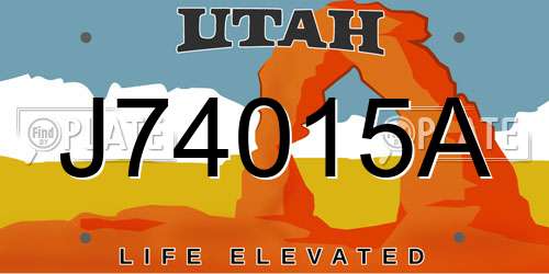 J74015A Utah License Plate