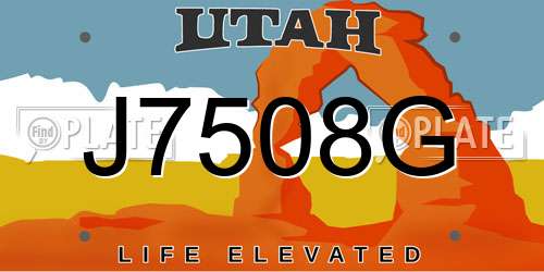 J7508G Utah License Plate