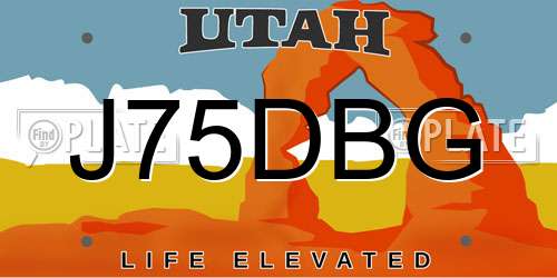 J75DBG Utah License Plate
