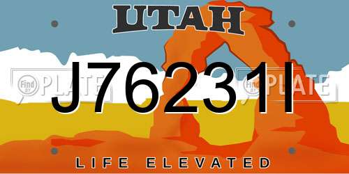 J76231I Utah License Plate
