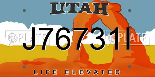 J76731I Utah License Plate