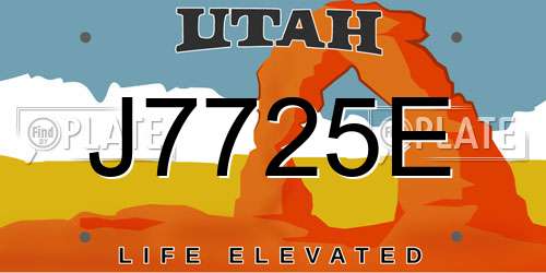 J7725E Utah License Plate