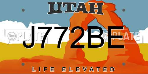 J772BE Utah License Plate
