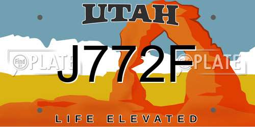 J772F Utah License Plate