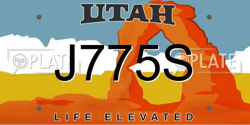 J775S Utah License Plate