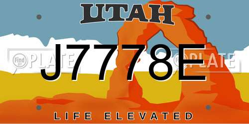 J7778E Utah License Plate