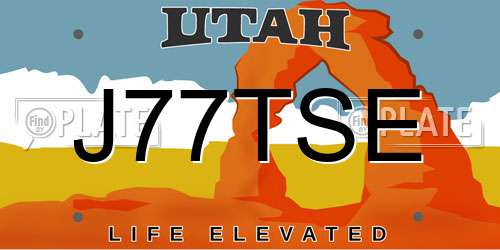 J77TSE Utah License Plate