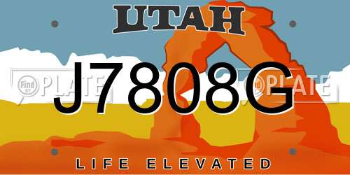 J7808G Utah License Plate