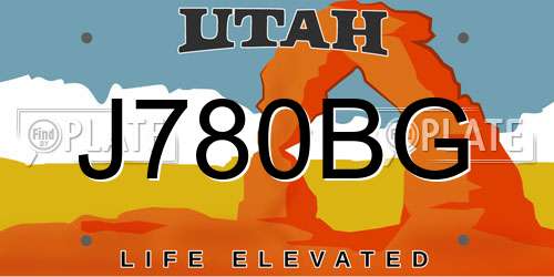 J780BG Utah License Plate