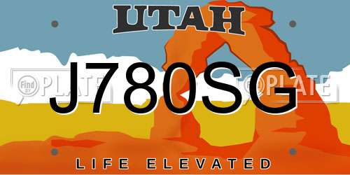 J780SG Utah License Plate