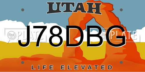J78DBG Utah License Plate