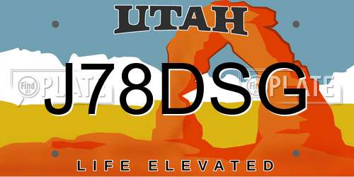 J78DSG Utah License Plate