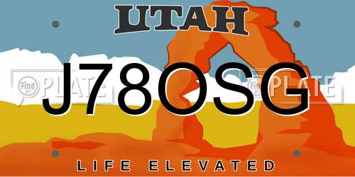 J78OSG Utah License Plate