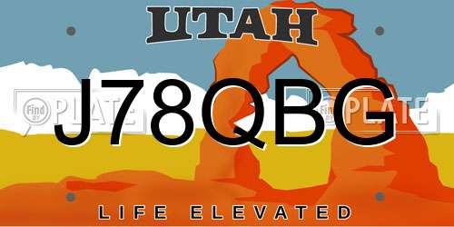 J78QBG Utah License Plate