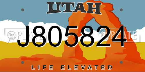 J805824 Utah License Plate