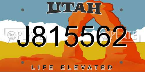 J815562 Utah License Plate